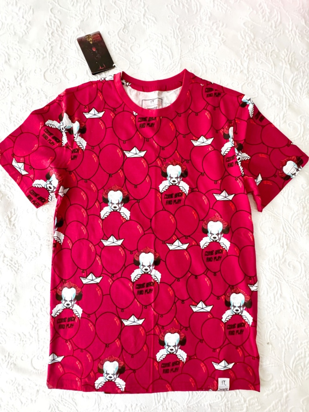 nwt loungefly stephen king's IT pennywise aop tee S red balloons horror clown